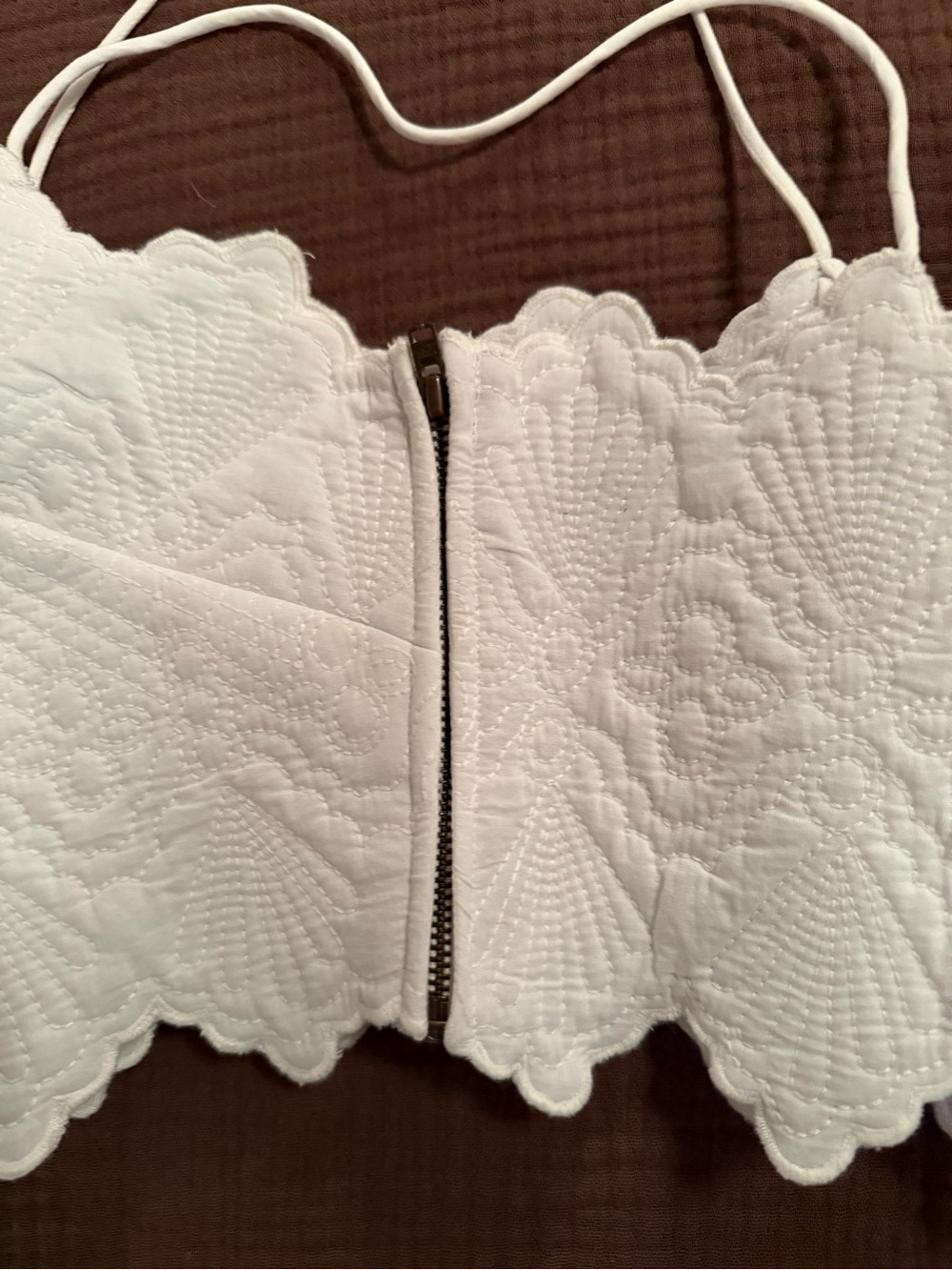Ulla Johnson White Scallop Embroidered Crop Top - Picture 3 of 5